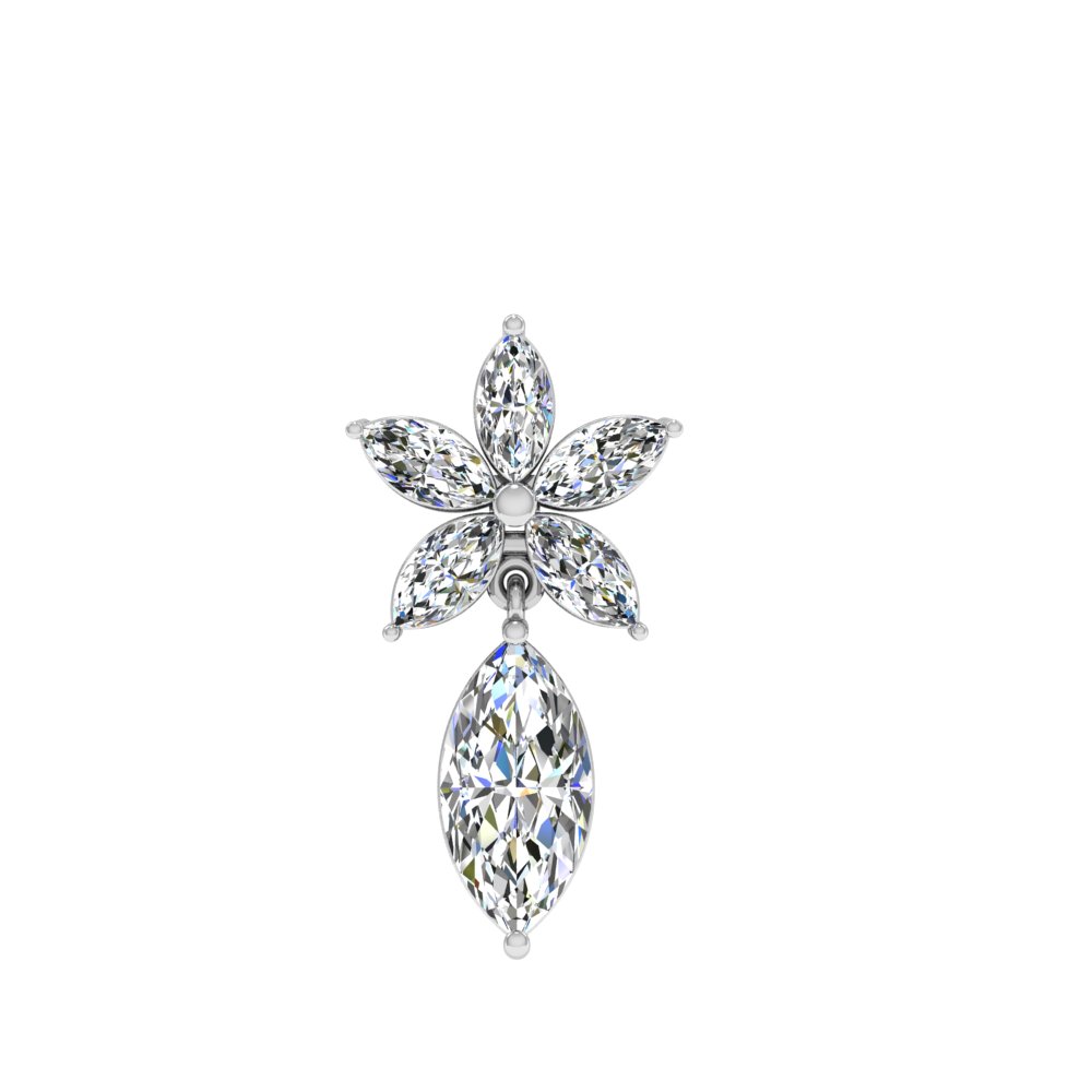 Marquise Cut Diamond Flower Pendant